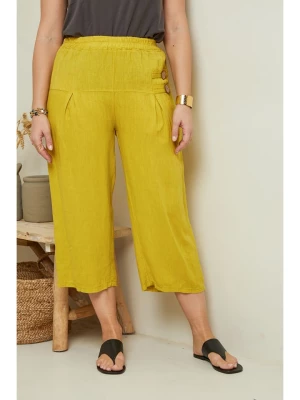 Curvy Lady Lniane spodnie w kolorze żółtym rozmiar: 48/50