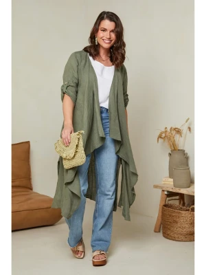 Curvy Lady Lniany kardigan w kolorze khaki rozmiar: 48/50