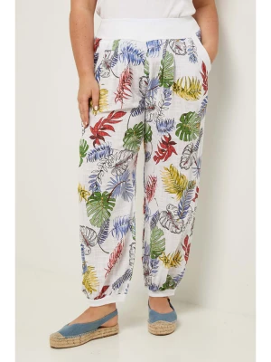 Curvy Lady Spodnie w kolorze biało-niebiesko-zielonym rozmiar: 48/50