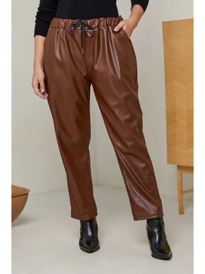 Curvy Lady Spodnie w kolorze brązowym ze skóry syntetycznej rozmiar: 44/46