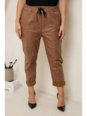 Curvy Lady Spodnie w kolorze jasnobrązowym ze skóry syntetycznej rozmiar: 44/46