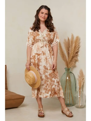 Curvy Lady Sukienka w kolorze karmelowo-kremowym rozmiar: 44/46