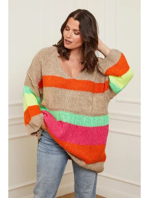 Curvy Lady Sweter w kolorze szarobrązowym ze wzorem rozmiar: 48/50