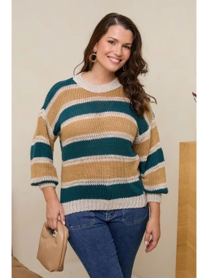 Curvy Lady Sweter w kolorze turkusowo-kremowym rozmiar: 40/42