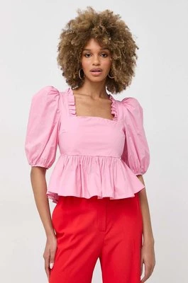 Custommade bluzka bawełniana Darine damska kolor różowy gładka