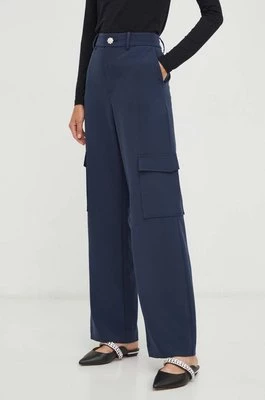 Custommade spodnie damskie kolor granatowy proste high waist