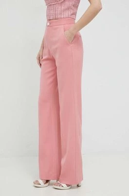Custommade spodnie z domieszką wełny Petry damskie kolor różowy szerokie high waist