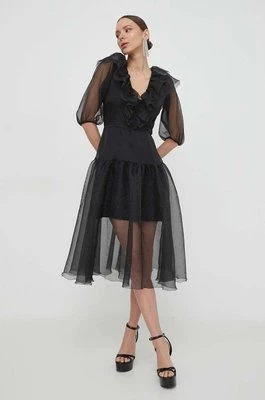 Custommade sukienka Jaquelina kolor czarny midi rozkloszowana 999344483
