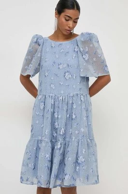 Custommade sukienka Jamina kolor niebieski mini rozkloszowana 999395482