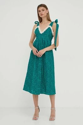 Custommade sukienka kolor zielony midi rozkloszowana