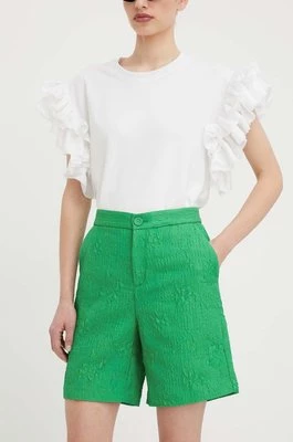 Custommade szorty damskie kolor zielony gładkie high waist