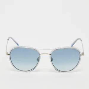 Okrągłe okulary przeciwsłoneczne pilot - srebrne, niebieskie, marki LusionBags, w kolorze Srebrny, rozmiar