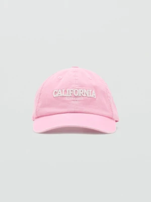 Czapka bawełniana z haftem różowy - Dzieci -  lata - MANGO KIDS