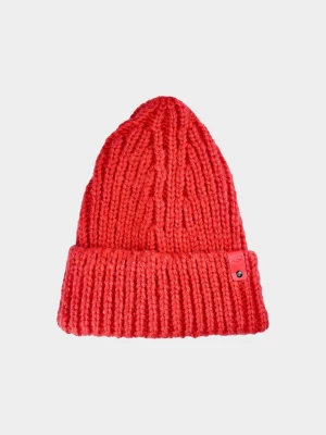 Czapka beanie damska - czerwona 4F