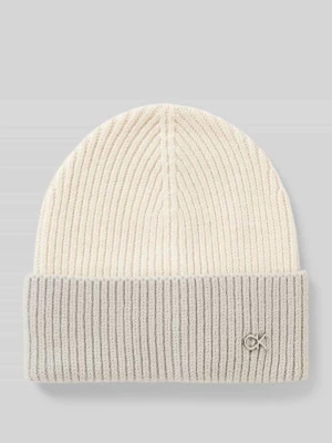 Czapka beanie dwukolorowa z mieszanki wełny i kaszmiru CK Calvin Klein