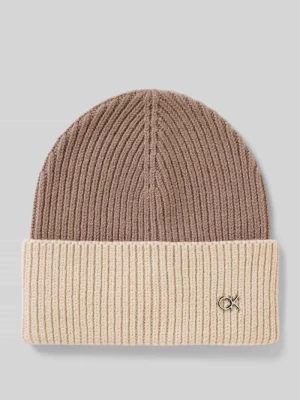 Czapka beanie dwukolorowa z mieszanki wełny i kaszmiru CK Calvin Klein