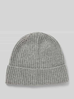 Czapka beanie lekka z czystego kaszmiru z prążkowaną fakturą MARC O POLO