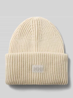 Czapka beanie w imitacja dzianiny z naszywką z logo Helly Hansen Écru