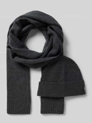 Czapka beanie w zestawie z szalem z bawełną model ‘WINTER’ CINQUE