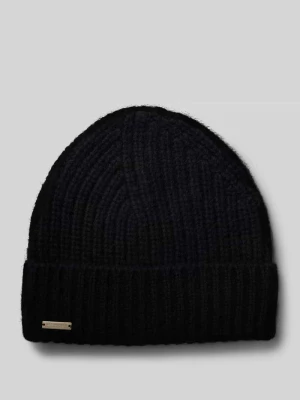 Czapka beanie z czystego kaszmiru z detalem z logo Seeberger