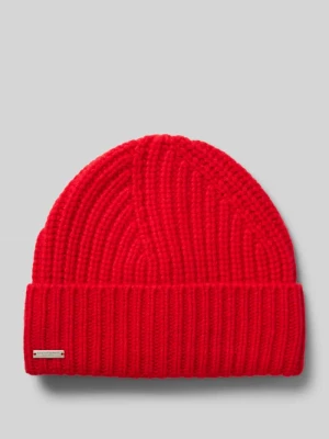 Czapka beanie z czystego kaszmiru z detalem z logo Seeberger