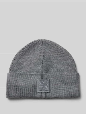 Czapka beanie z czystej wełny Karo Kauer Ciemnoszary melanż