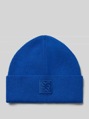 Czapka beanie z czystej wełny Karo Kauer Królewski niebieski
