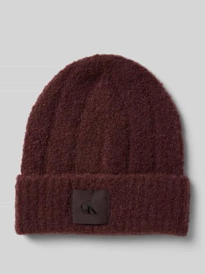 Czapka beanie z efektem bouclé i naszywką z logo CK Calvin Klein