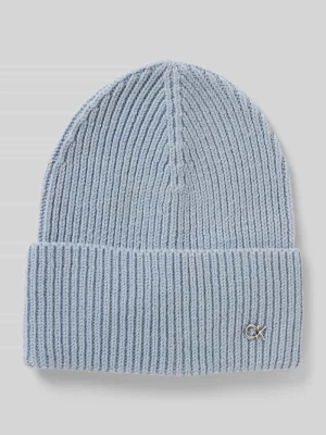 Czapka beanie z mieszanki wełny i kaszmiru z aplikacją z logo CK Calvin Klein