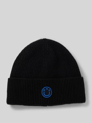 Czapka beanie z mieszanki wełny z wyhaftowanym logo model ‘Xafi’ Hugo Blue