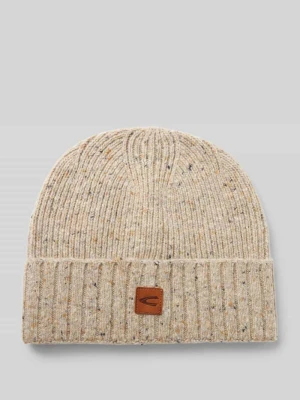 Czapka beanie z mieszanki wiskozy z naszywką z logo camel active