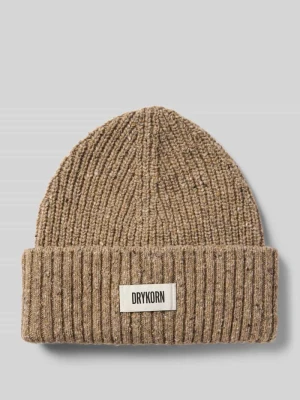 Czapka beanie z mieszanki wiskozy z naszywką z logo drykorn