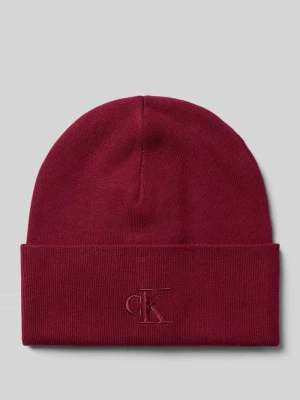 Czapka beanie z mieszanki wiskozy z wyhaftowanym logo CK Calvin Klein