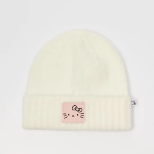 Czapka beanie z naszywką Hello Kitty House kremowy