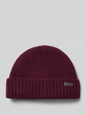 Czapka beanie z naszywką z logo Barbour Bordowy