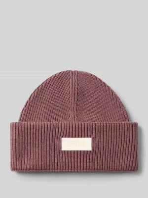 Czapka beanie z naszywką z logo Drykorn Jasnoczerwony