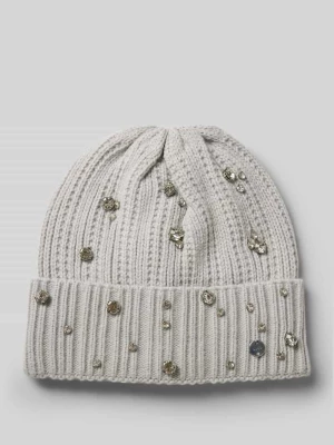 Czapka beanie z obszyciem ozdobnymi kamieniami Liu Jo White