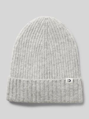 Czapka beanie z prążkowanej dzianiny z naszywką z logo na brzegu Tom Tailor Denim