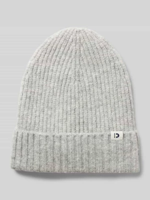 Czapka beanie z prążkowanej dzianiny z naszywką z logo na brzegu Tom Tailor Denim