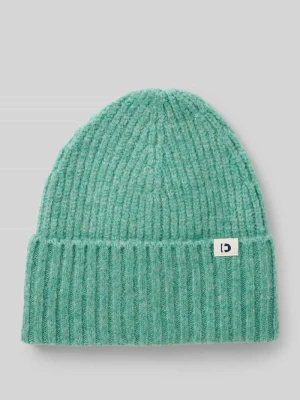 Czapka beanie z prążkowanej dzianiny z naszywką z logo na brzegu Tom Tailor Denim