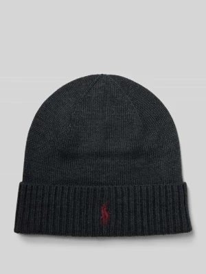Czapka beanie z wełny z wyhaftowanym logo Polo Ralph Lauren