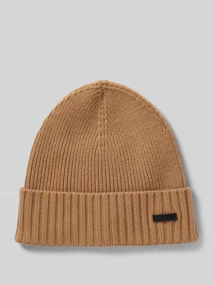 Czapka beanie z żywej wełny z detalem z logo model ‘Fati’ Boss