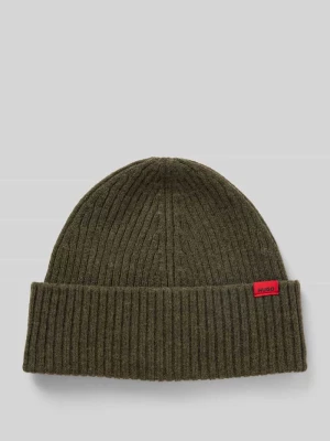 Czapka beanie z żywej wełny z naszywką z logo model ‘Xola’ HUGO