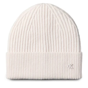 Czapka Calvin Klein Ck Metal Wool Beanie LV04D8032G Écru