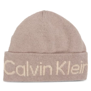 Czapka Calvin Klein Logo Reverso Tonal Beanie K60K611151 Beżowy