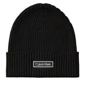 Czapka Calvin Klein Patch Chunky Rib Cotton Beanie LV04D8053G Czarny