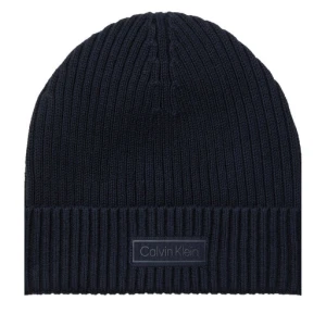 Czapka Calvin Klein Patch Chunky Rib Cotton Beanie LV04D8053G Granatowy
