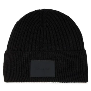 Czapka Calvin Klein Tonal Rubber Patch Beanie K50K511291 Czarny