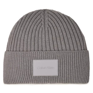 Czapka Calvin Klein Tonal Rubber Patch Beanie K50K511291 Srebrny