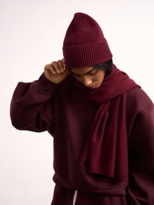 CZAPKA CASHMERE BURGUNDY WŁOCHY